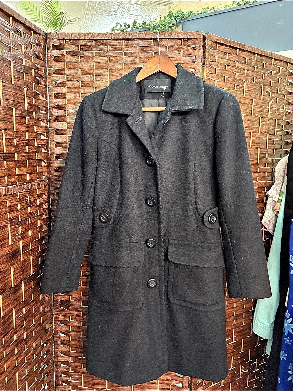 Vintage Moda International Black Wool Blend Pea Coat Size 2P